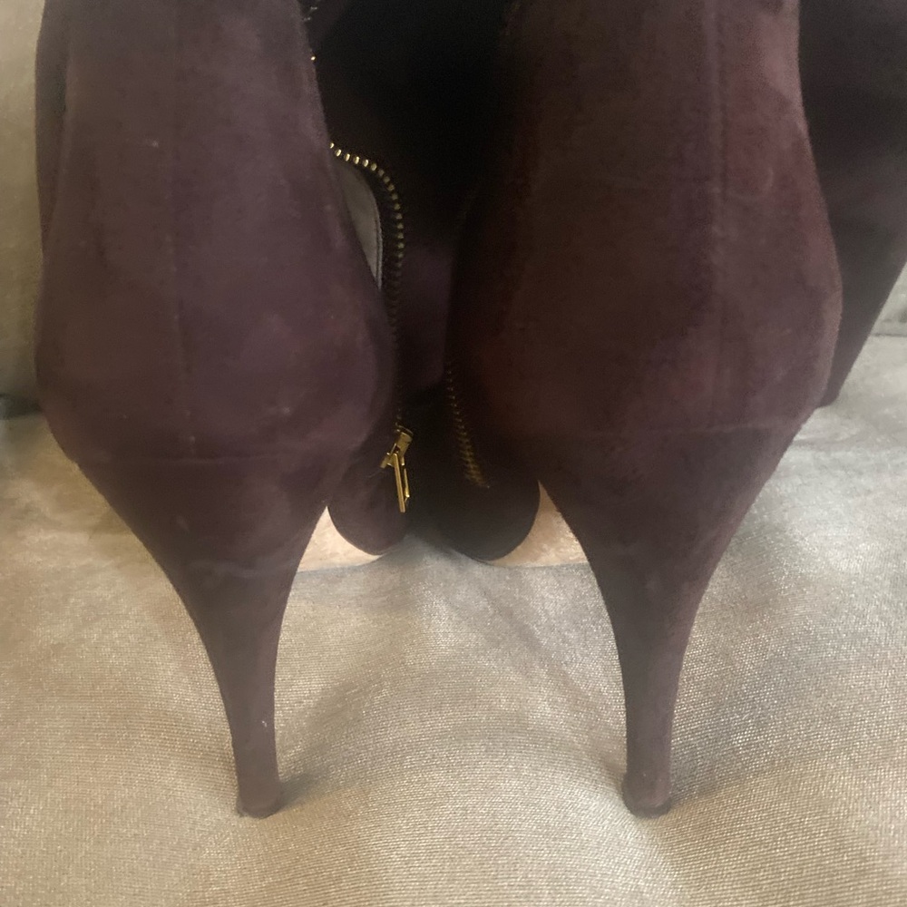 Butter Shoes Brown Suede Knee-High Boots Pointed Toe Stiletto Heel Size 40 Italy - Picture 11 of 12